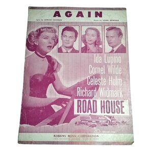Vintage 1948 Again Sheet Music Road House Lionel Newman Cochran Ida Lupino